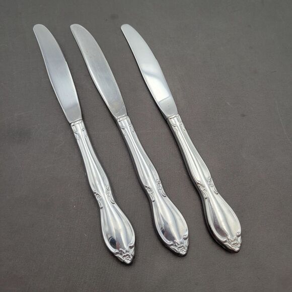 Set of 3 Oneida Community CHATELAINE Hollow Handle Dinner Knives 8.25" Stainless - Picture 3 of 4